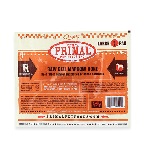 Primal Pet Foods Raw Recreational Beef Marrow Bones (Large - 1 Pk)