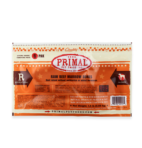 Primal Pet Foods Raw Recreational Beef Marrow Bones (Medium - 1 Pk)