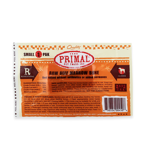 Primal Pet Foods Raw Recreational Beef Marrow Bones (Medium - 1 Pk)